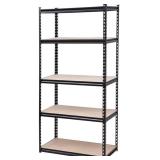 5-Tier Metal Boltless Storage Shelving in Black/Wooden