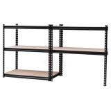 5-Tier Metal Boltless Storage Shelving in Black/Wooden