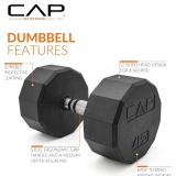 CAP Barbell Coated Hex Dumbbell Weight - Single | 10-120 lbs | Multiple Options