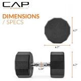 CAP Barbell Coated Hex Dumbbell Weight - Single | 10-120 lbs | Multiple Options