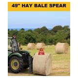 49" Hay Bale Spear, Heavy Duty Hay Spear Quick Attach Square Hay Bale Spears, 4500lbs Capacity Hay Bale Spike with Hex Nut, for Buckets Tractors Loaders