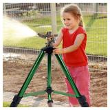 Biswing Impact Sprinkler Head on Tripod Base, Heavy Duty Lawn Sprinklers, 360 Degree Large Area Irrigation, Metal Sprinkler Nozzle & Solid Alloy Metal Extension Legs Flip Locks, 1 Pack