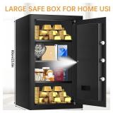 Retails for $127! 5.3 Cuft Large Home Safes Water and Fireproof, Fire proof Safes for Home Use, Anti-Theft Security Safe Box With Digital Keypad & 3 Removable Shelves and Led Light, Money Safes for Do