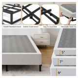 Queen Box Spring Bed Base 9 Inch, 3000lbs Heavy Duty Metal Mattress Foundation with Fabric Cover, Tool-Free Easy Assembly, Noise Free