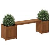 Retails for $109! Furinno TIOMAN Planter Box with Bench, Hardwood Flower Box with Seat, Cube Garden Box, in Teak Oil, Outdoor Indoor, Garden, Patio, Balcony, Natural