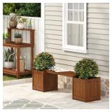Retails for $109! Furinno TIOMAN Planter Box with Bench, Hardwood Flower Box with Seat, Cube Garden Box, in Teak Oil, Outdoor Indoor, Garden, Patio, Balcony, Natural