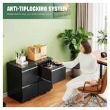 Retails for $105! Letaya Mobile File Cabinet with Lock,2 Drawer Under Desk Metal Rolling Filing Cabinets for Home Office Organizer Letters/Legal/A4(Fully Assembled-Black)