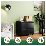 Retails for $105! Letaya Mobile File Cabinet with Lock,2 Drawer Under Desk Metal Rolling Filing Cabinets for Home Office Organizer Letters/Legal/A4(Fully Assembled-Black)