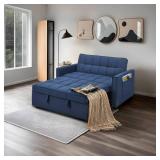 Retails for $400! Stylish Blue Pull Out Sofa Bed with Woven Polyester Fabric Solid Wood e DQ191