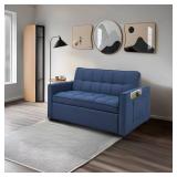 Retails for $400! Stylish Blue Pull Out Sofa Bed with Woven Polyester Fabric Solid Wood e DQ191