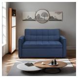 Retails for $400! Stylish Blue Pull Out Sofa Bed with Woven Polyester Fabric Solid Wood e DQ191