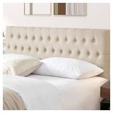 Retails for $172! Kingfun Headboards for King Size Bed in Modern Button Design, Premium Linen Fabric Upholstered Tufted Bed Headboard, Adjustable Solid Wood Head Board, Beige