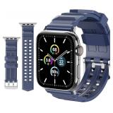 Kethink Sport Band for Watch 44mm 42mm, Man Breathable Strap Soft Silicone Band Replacement for iWatch Series SE/6 5/4/3/2/1 (Midnight Blue, 38/40 mm)