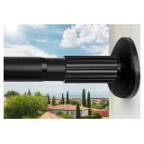 Tension Curtain Rod 51-165 Inch, Extra Long Curtain Rod No Drilling for Window or Bathroom, Outdoor Curtain Rods for Patio, Easy to Install, Never Rust, Rod Diameter 1.26 Inches-Black