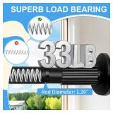 Tension Curtain Rod 51-165 Inch, Extra Long Curtain Rod No Drilling for Window or Bathroom, Outdoor Curtain Rods for Patio, Easy to Install, Never Rust, Rod Diameter 1.26 Inches-Black