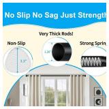 Tension Curtain Rod 51-165 Inch, Extra Long Curtain Rod No Drilling for Window or Bathroom, Outdoor Curtain Rods for Patio, Easy to Install, Never Rust, Rod Diameter 1.26 Inches-Black