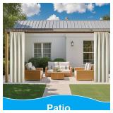 Tension Curtain Rod 51-165 Inch, Extra Long Curtain Rod No Drilling for Window or Bathroom, Outdoor Curtain Rods for Patio, Easy to Install, Never Rust, Rod Diameter 1.26 Inches-Black