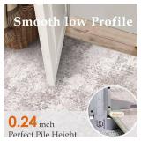 Washable Beige Area Rug 8x10 Modern Abstract Living Room Large Carpet Bedroom Neutral Soft Throw Rug Low Pile Non Slip Indoor Contemporary Floor Cover for Dining Room Office