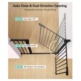 COMOMY 91.5cm Extra Tall Baby Gate for Stairs Doorways, Fits Openings 75-110cm Wide, Auto Close Sturdy Safety Dog Gate for House, Pressure Fit Easy Walk Through Pet Gate with Door, Black