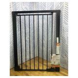 COMOMY 91.5cm Extra Tall Baby Gate for Stairs Doorways, Fits Openings 75-110cm Wide, Auto Close Sturdy Safety Dog Gate for House, Pressure Fit Easy Walk Through Pet Gate with Door, Black