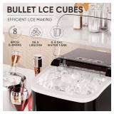 Retails for $103! DUMOS Countertop Ice Maker with Handle, 26lbs/24H Portable Ice Machine, 9 Bullet Ice Cubes Ready in 6 Mins, Self-Cleaning, Quiet Compact Ice Maker for Home, Kitchen, RV, Camping, Bla