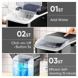 Retails for $103! DUMOS Countertop Ice Maker with Handle, 26lbs/24H Portable Ice Machine, 9 Bullet Ice Cubes Ready in 6 Mins, Self-Cleaning, Quiet Compact Ice Maker for Home, Kitchen, RV, Camping, Bla