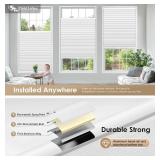 LazBlinds No Tools No Drill Cordless Cellular Shades, Blackout Light Blocking Honeycomb Shades for Home, Thermal Insulation Blinds for Windows, 31" W x 64" H, White