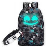 TitervctoIlluminated Smiley Backpack + DJ Music Bracelet Christmas Gift,Fashion Laptop Backpack,Travel Schoolbag,Outdoor Backpacks