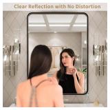 LOAAO 24X32 Inch Black Metal Framed Bathroom Mirror for Wall, Matte Black Bathroom Vanity Mirror Farmhouse, Large Rounded Rectangle Mirror, Anti-Rust, Hangs Horizontally or Vertically