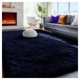 PAGISOFE Dark Navy Blue Rugs for Living Room 5x8 Ft, Plush Area Rugs for Bedroom, Non-Shedding, Indoor Furry Floor Rugs for Nursery Playroom, Shag Carpet for Kids Room Decor Aesthetic, Dark Blue