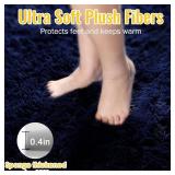 PAGISOFE Dark Navy Blue Rugs for Living Room 5x8 Ft, Plush Area Rugs for Bedroom, Non-Shedding, Indoor Furry Floor Rugs for Nursery Playroom, Shag Carpet for Kids Room Decor Aesthetic, Dark Blue