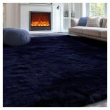 PAGISOFE Dark Navy Blue Rugs for Living Room 5x8 Ft, Plush Area Rugs for Bedroom, Non-Shedding, Indoor Furry Floor Rugs for Nursery Playroom, Shag Carpet for Kids Room Decor Aesthetic, Dark Blue
