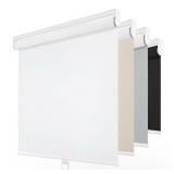 ChrisDowa Cordless Blackout Roller Shades for Windows, Thermal Insulated UV Protection Pull Down Shades, Total Blackout Window Blinds for Home, Office, Bedroom, Door (25" W x 72" H, White)