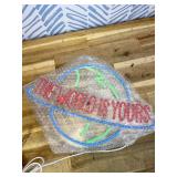 THE WORLD IS YOURS Neon Sign for Wall Decor, Dimmable Planet Design Neon Lights for Bedroom, Game Room, Girls Room, Art LED Word Lights for Party, Birthday Gifts for Friend