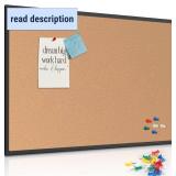 Board2by Cork Board Bulletin Board 46" x 32", Black Aluminium Framed 4x3 Corkboard, Office Board for Wall Cork, Large Wall Mounted Notice Pin Board with 18 Push Pins for School, Home & Office