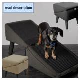 BrioBunch Split Ottoman Dog Ramp, Folding Dog Stairs, Rampp Ottoman, All-in-One Dogs Chair and Otto Man, Geriatric DogChair, Lightweight Pet Steps to Get on Bed Couch (Grey, 33 18 14.5