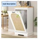 Retails for $170! 13 Gallon Trash Can Cabinet with Rattan Door, Kitchen Tilt Out Trash Can Cabinet with Deodorizing Function, for Kitchen Dining/Laundry Room, Natural