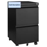 Retails for $105! Letaya Mobile File Cabinet with Lock,2 Drawer Under Desk Metal Rolling Filing Cabinets for Home Office Organizer Letters/Legal/A4(Fully Assembled-Black)