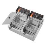 VEVOR Commercial Electric Deep Fryer 18.2 qt. Electric Countertop Fryer 3000 Watt Stainless Steel Dual Deep Fryer, Silver - Retail: $85