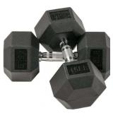 BalanceFrom Rubber Encased Hex Dumbbells  45 lbs Pair  Black - Retail: $99