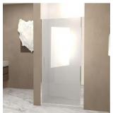 32"W x 72" Pivot Shower Door,Half Frame Shower Door,1/4" Transparent Glass,Chrome Aluminum Frame - Retail: $138