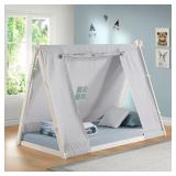 P kolino Tent Floor Bed - Twin  FSC Certified Wood  Washable Tent  White/Grey - Retail: $165