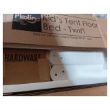 P kolino Tent Floor Bed - Twin  FSC Certified Wood  Washable Tent  White/Grey - Retail: $165