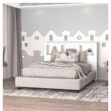 Polifurniture Madison Queen Size Wood Bookcase Headboard, White (Damage-See Pics) - Retail: $92