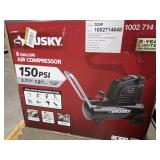 8 Gal. 150 PSI Portable Electric Oil-Free Horizontal Hotdog Air Compressor with Rubber Wheels and 1-Quick Coupler (Missing a Wheel) - Retail: $149