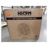HiCFM 13000 CFM 30 Inch Heavy Duty High Velocity Barrel Floor Drum Fan with Powerful 1/3HP Motor  9ft Cord  5in Solid Wheels for Workshop  Garage  Com - Retail: $280
