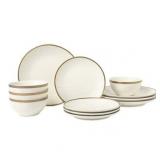 Thyme & Table 12-Piece Stoneware White Dinnerware Set  Everest Collection  (Missing Two Bowls)- Retail: $50