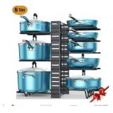 8 Tier Pot Rack for Kitchen Organization & Storage, Pots and Pans Organizer