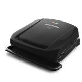 George Foreman 4-Serving Removable Plate Electric Grill and Panini Press, George Tough Non-Stick Coating, Drip Tray Catches Grease, Black