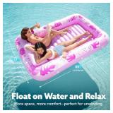 SLOOSH Inflatable Tanning Pool Lounger Float, 85\" x 57\" Extra Large Pool Floats Adult with Pillow, 4 in 1 Suntan Tub Raft Floatie,Sunbathing Bed Lounge Blow Up Ball Pit Party Gifts, XL-Hot Pink